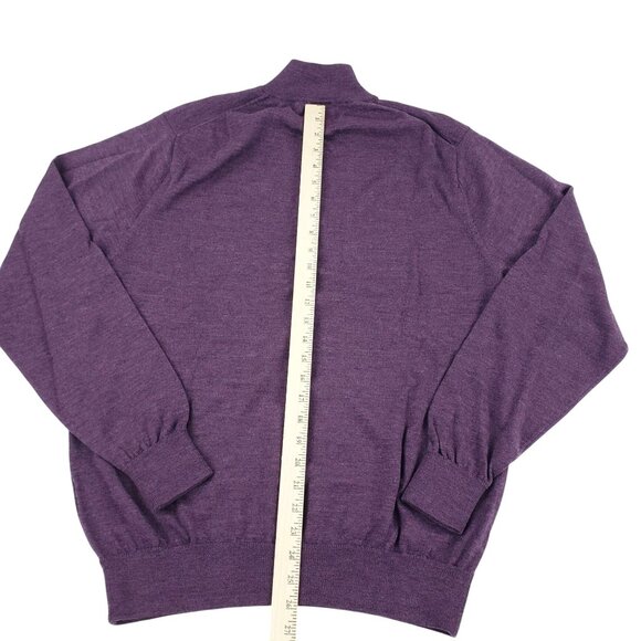 Peter Millar Sweater Men Large Merino Wool Quarter Zip Mock Neck Purple Pullover - Picture 6 of 9